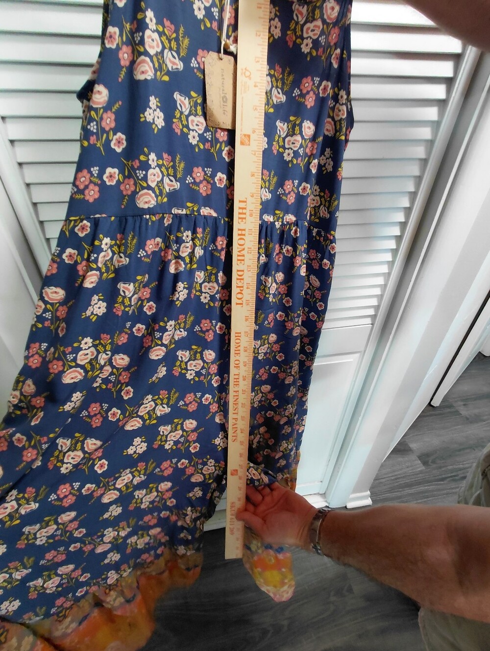 NATURAL LIFE Blue Pink Floral Spaghetti-Strap Wide Leg Jumpsuit Boho Chic - Picture 5 of 11
